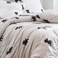 BecquetTaie de traversin à motifs imprimés coton DR.CHIENS Noire