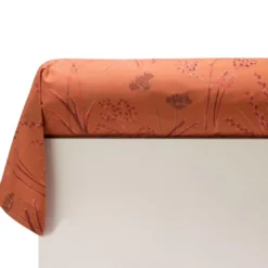 BecquetTaie de traversin percale de coton terracotta motif végétal - Collection SOUFFLE DE PAILLE