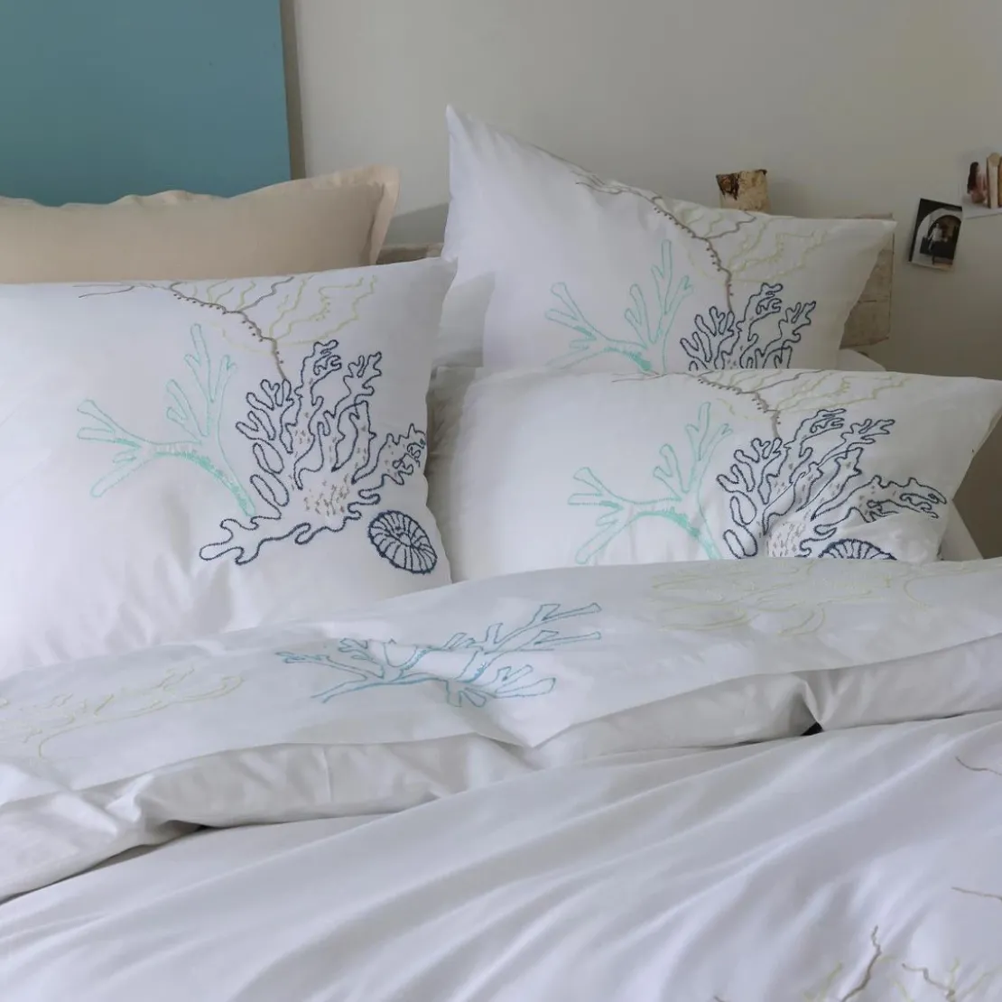 BecquetTaie de traversin percale de coton RECIF - blanc