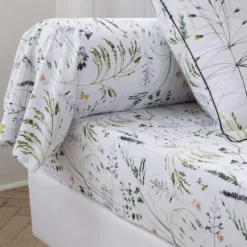 BecquetTaie de traversin percale de coton blanc motif floral multicolore - Collection FRAICHEUR