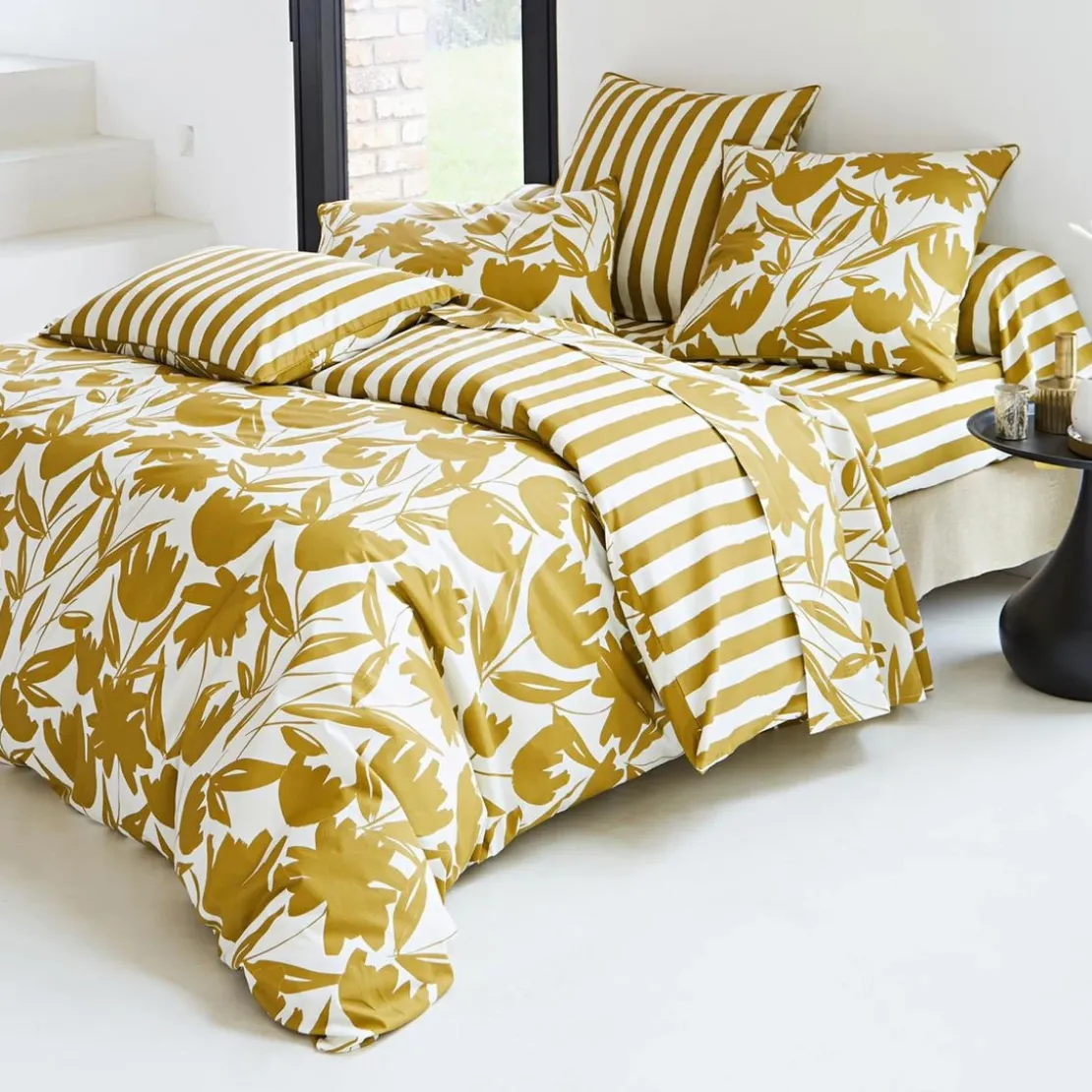 BecquetTaie de traversin percale de coton MARTIKA - jaune ocre