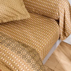 BecquetTaie de traversin percale de coton ROMEO - jaune ocre