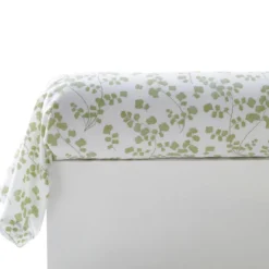 BecquetTaie de traversin percale de coton blanche florale verte réversible - VERONIKA