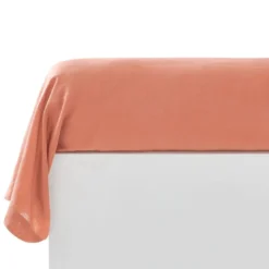 BecquetTaie de traversin Uni en lin lavé 45x185 rose blush