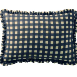 BecquetTaie d'oreiller avec volant en gaze de coton bleu - VICHY