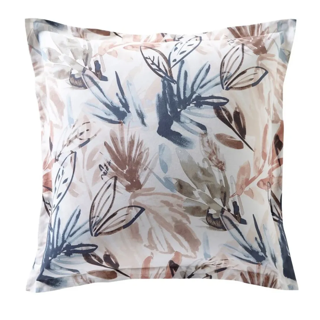 BecquetTaie d'oreiller avec volant motif feuillage AQUARELLE beige rosé