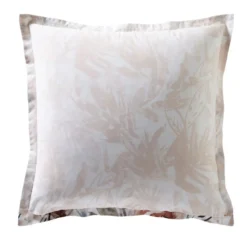 BecquetTaie d'oreiller avec volant motif feuillage AQUARELLE beige rosé