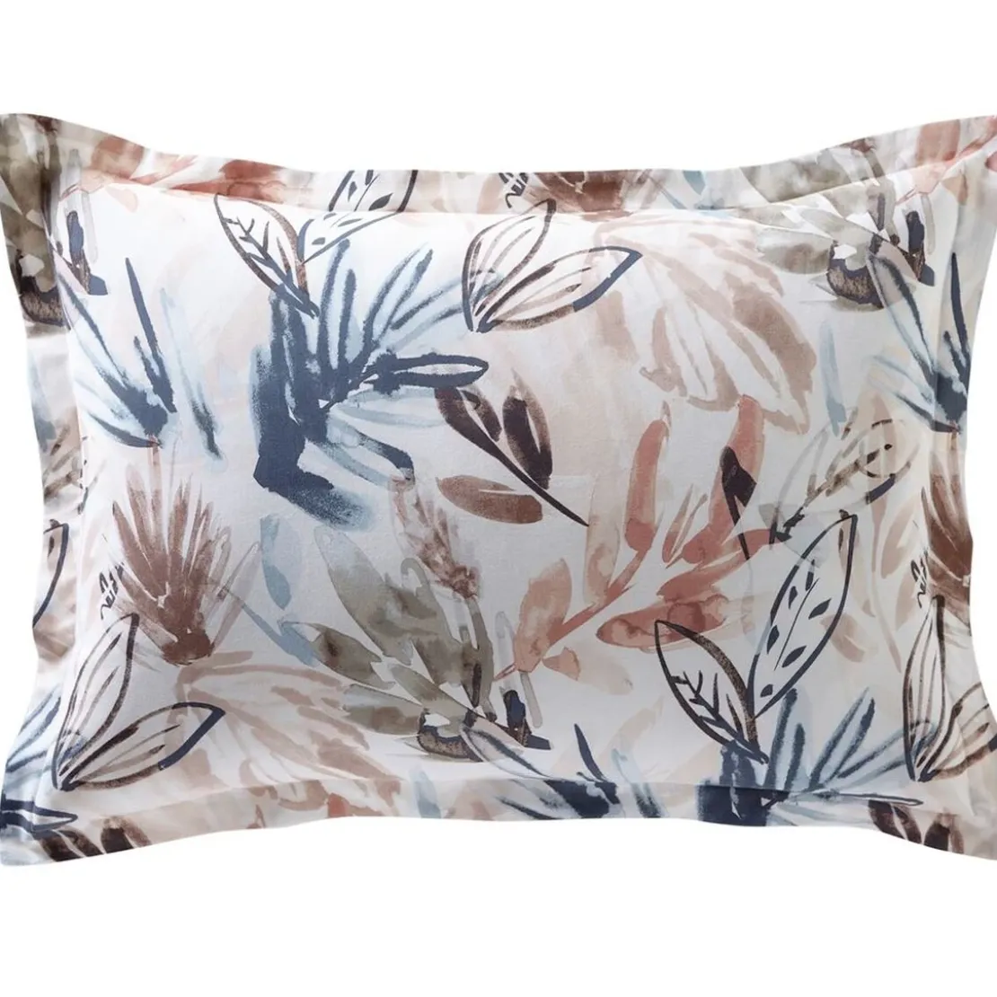 BecquetTaie d'oreiller avec volant motif feuillage AQUARELLE beige rosé