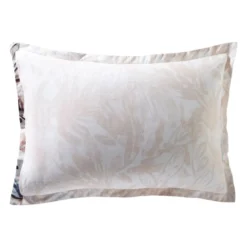 BecquetTaie d'oreiller avec volant motif feuillage AQUARELLE beige rosé