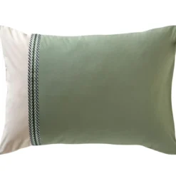 BecquetTaie d'oreiller bicolore en coton DR. VICTOR vert kaki