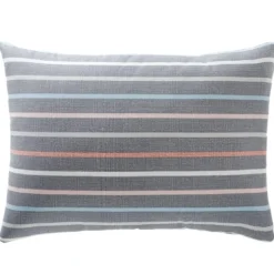 BecquetTaie d’oreiller coton gris à rayures multicolores - GIANNI