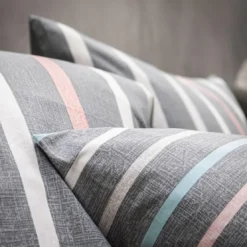 BecquetTaie d’oreiller coton gris à rayures multicolores - GIANNI