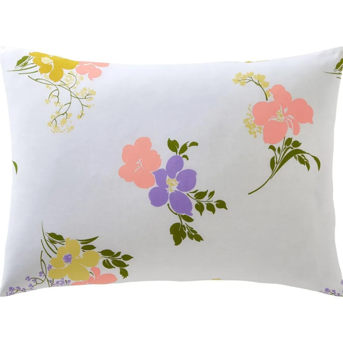 BecquetTaie d'oreiller coton blanc réversible motif floral multicolore - Collection HELLO YELLOW