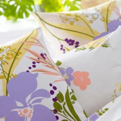 BecquetTaie d'oreiller coton blanc réversible motif floral multicolore - Collection HELLO YELLOW