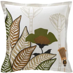 BecquetTaie d'oreiller coton réversible blanc motif tropical multicolore - Collection EGYPTIEN
