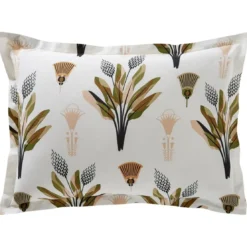 BecquetTaie d'oreiller coton réversible blanc motif tropical multicolore - Collection EGYPTIEN