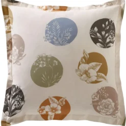 BecquetTaie d'oreiller coton écru floral multicolore réversible - DOTTY