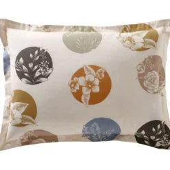 BecquetTaie d'oreiller coton écru floral multicolore réversible - DOTTY
