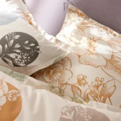 BecquetTaie d'oreiller coton écru floral multicolore réversible - DOTTY