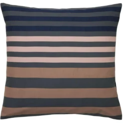 BecquetTaie d’oreiller coton bleu à rayures multicolores réversible - ANTONIN