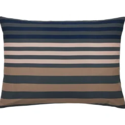 BecquetTaie d’oreiller coton bleu à rayures multicolores réversible - ANTONIN