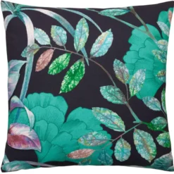 BecquetTaie d’oreiller coton vert tropical noir réversible - MYSTERIEUX