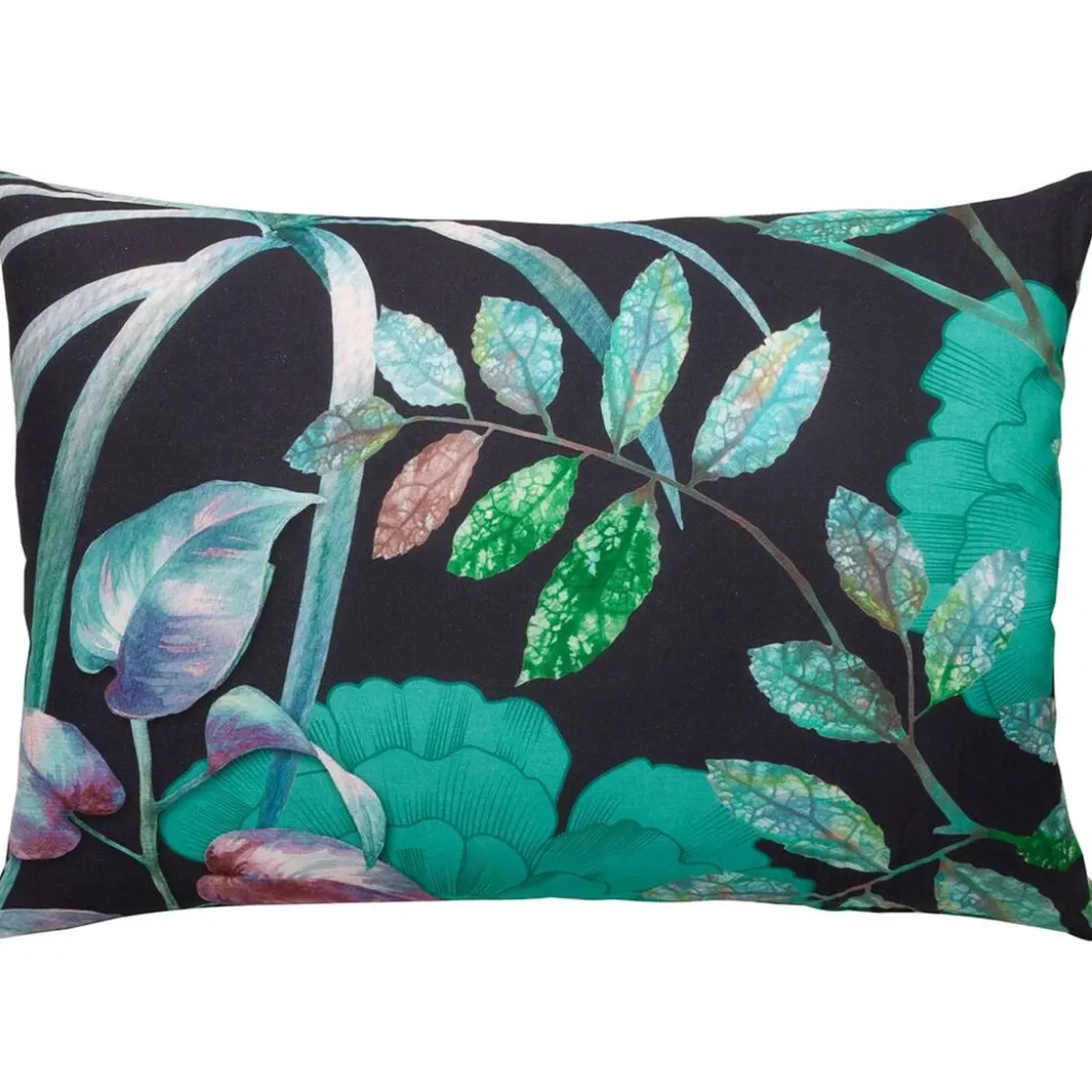 BecquetTaie d’oreiller coton vert tropical noir réversible - MYSTERIEUX