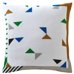 BecquetTaie d'oreiller coton blanc réversible motif géométrique multicolore - Collection POOL VIBES