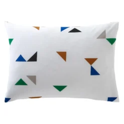 BecquetTaie d'oreiller coton blanc réversible motif géométrique multicolore - Collection POOL VIBES