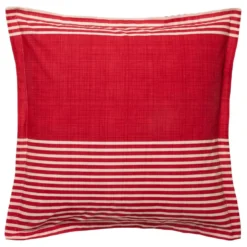BecquetTaie d’oreiller coton réversible rouge à rayures écru - TOBOGGAN