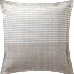 BecquetTaie d'oreiller coton beige à rayures écru réversible - PLONGEOIR