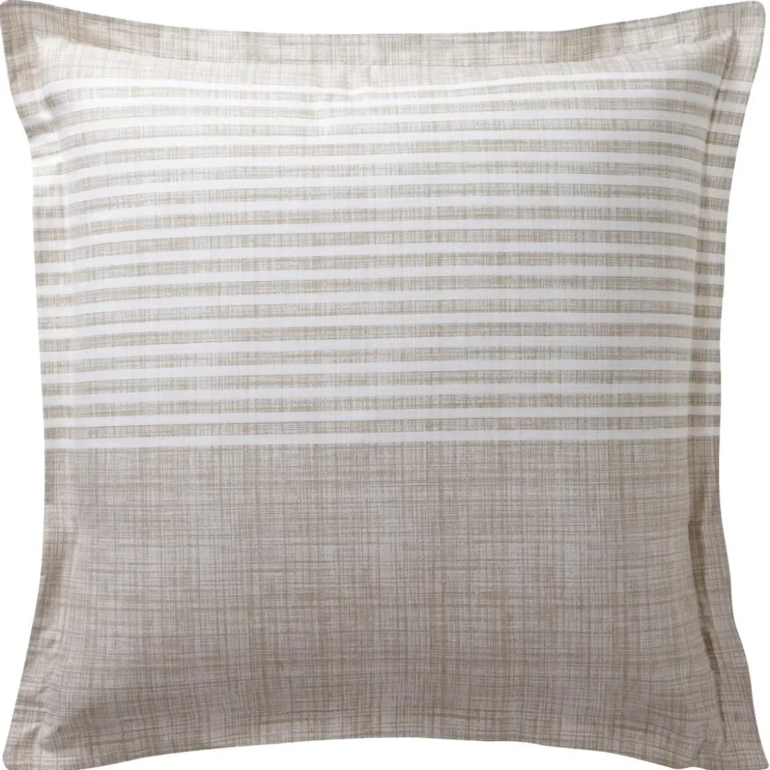 BecquetTaie d'oreiller coton beige à rayures écru réversible - PLONGEOIR