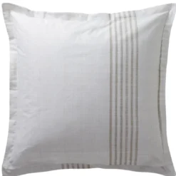 BecquetTaie d'oreiller coton beige à rayures écru réversible - PLONGEOIR