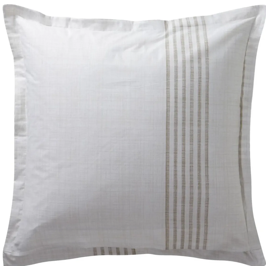 BecquetTaie d'oreiller coton beige à rayures écru réversible - PLONGEOIR
