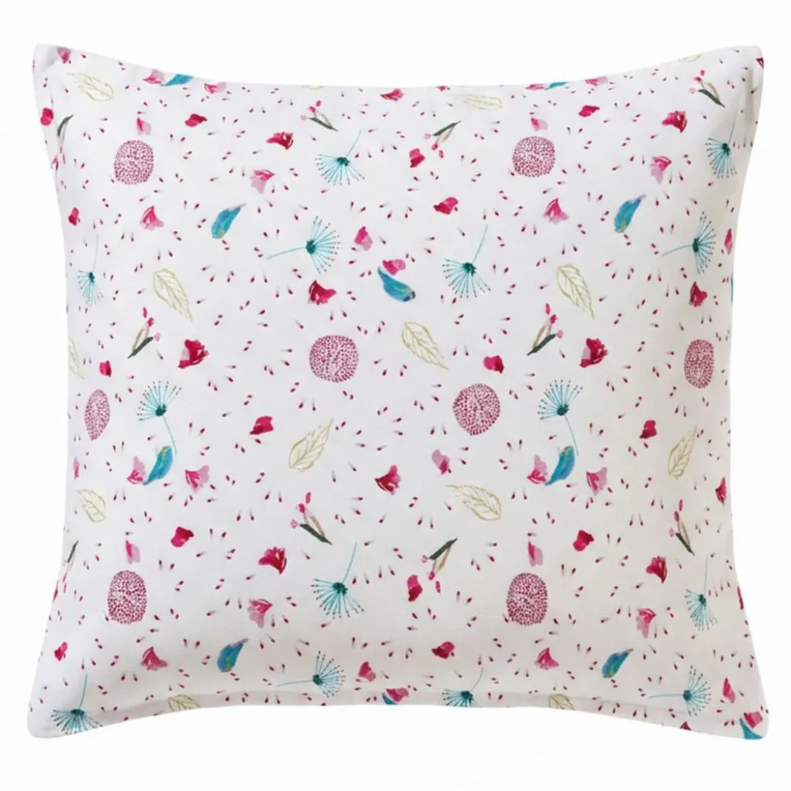 BecquetTaie d’oreiller coton blanc floral rose réversible - ROSE MENTHOL