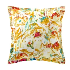 BecquetTaie d'oreiller coton écru graphique multicolore réversible - ROMY