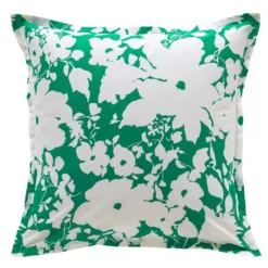 BecquetTaie d’oreiller coton vert floral écru réversible - GREEN SPRING