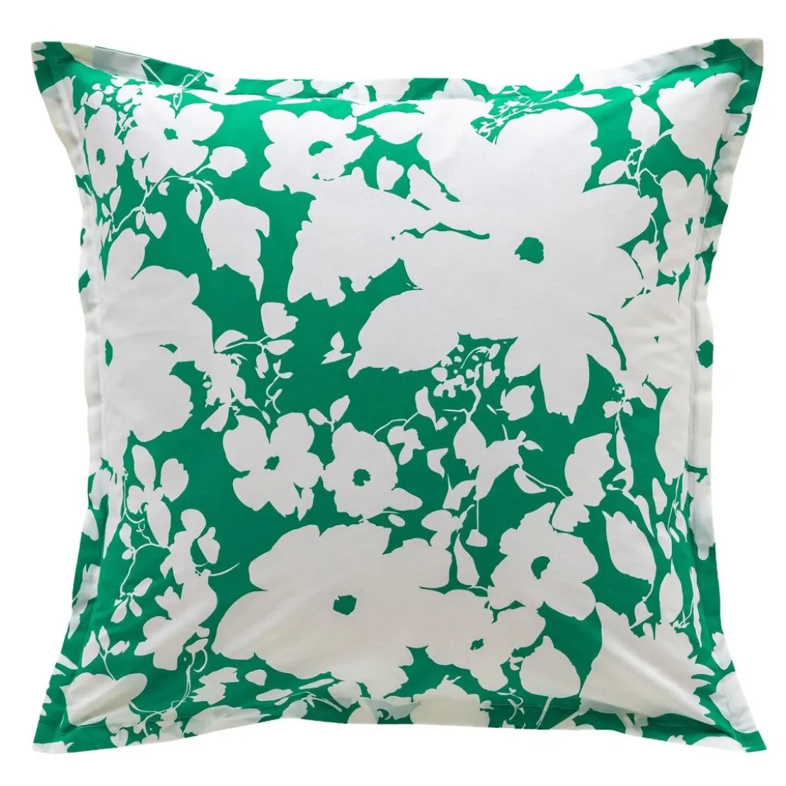 BecquetTaie d’oreiller coton vert floral écru réversible - GREEN SPRING