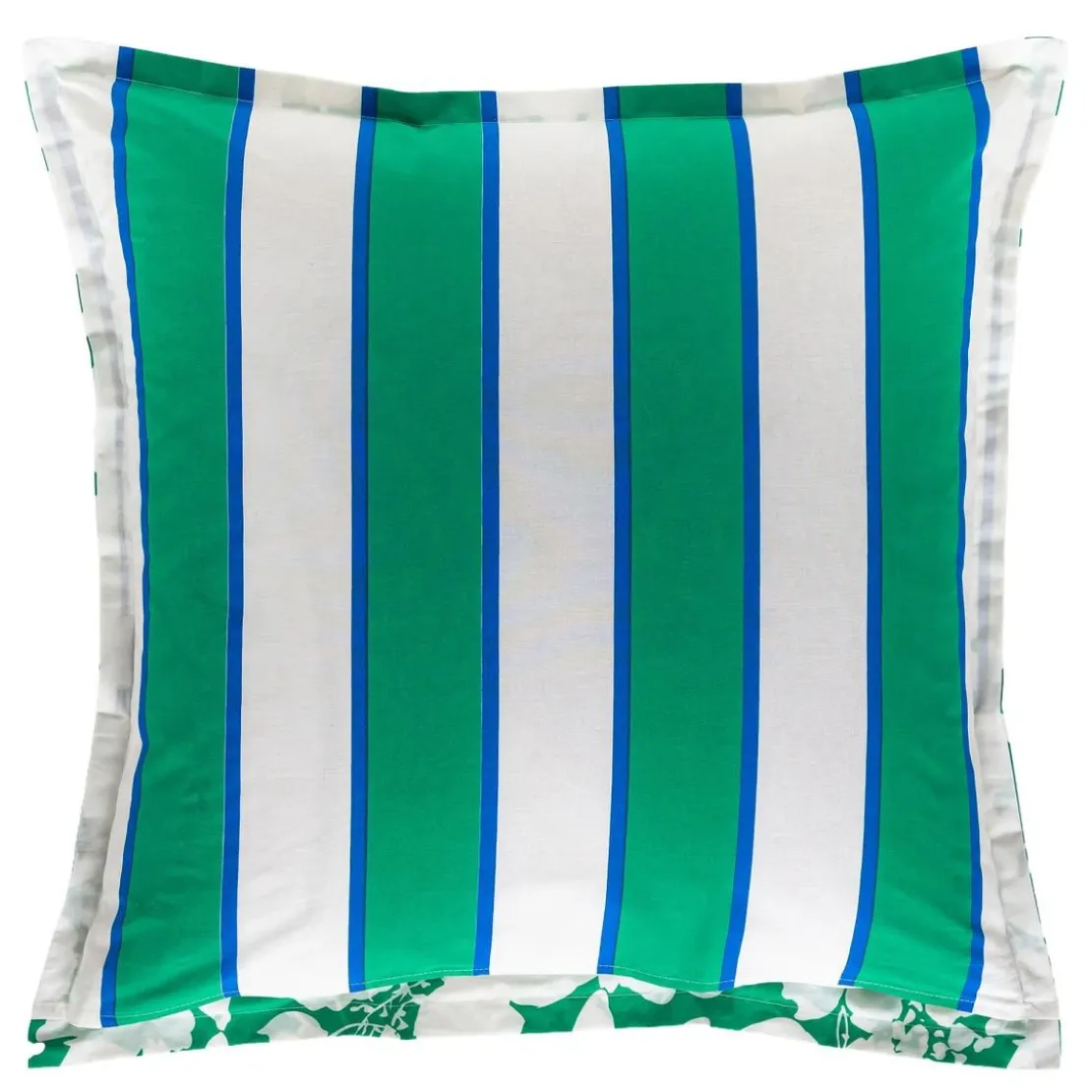 BecquetTaie d’oreiller coton vert floral écru réversible - GREEN SPRING