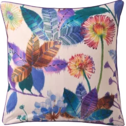 BecquetTaie d'oreiller coton beige rosé réversible motif floral multicolore - Collection IMAGINAIRE