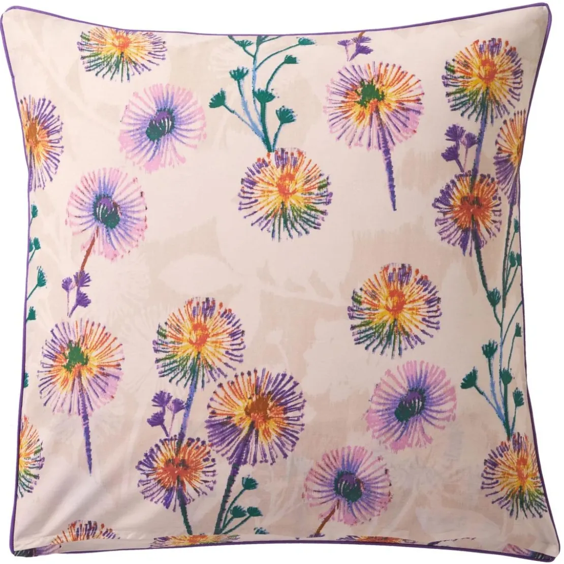 BecquetTaie d'oreiller coton beige rosé réversible motif floral multicolore - Collection IMAGINAIRE
