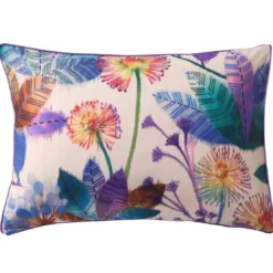 BecquetTaie d'oreiller coton beige rosé réversible motif floral multicolore - Collection IMAGINAIRE