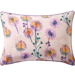 BecquetTaie d'oreiller coton beige rosé réversible motif floral multicolore - Collection IMAGINAIRE