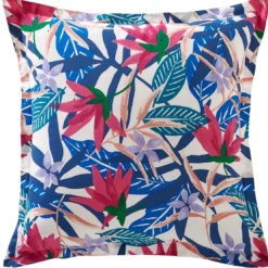 BecquetTaie d'oreiller coton écru tropical multicolore réversible - VACANCES