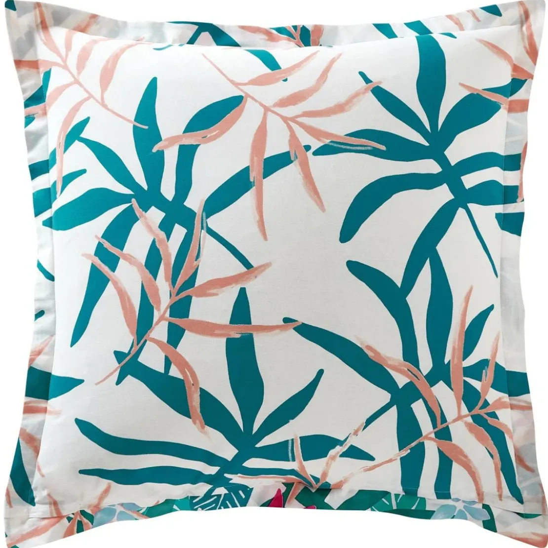 BecquetTaie d'oreiller coton écru tropical multicolore réversible - VACANCES