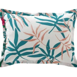 BecquetTaie d'oreiller coton écru tropical multicolore réversible - VACANCES