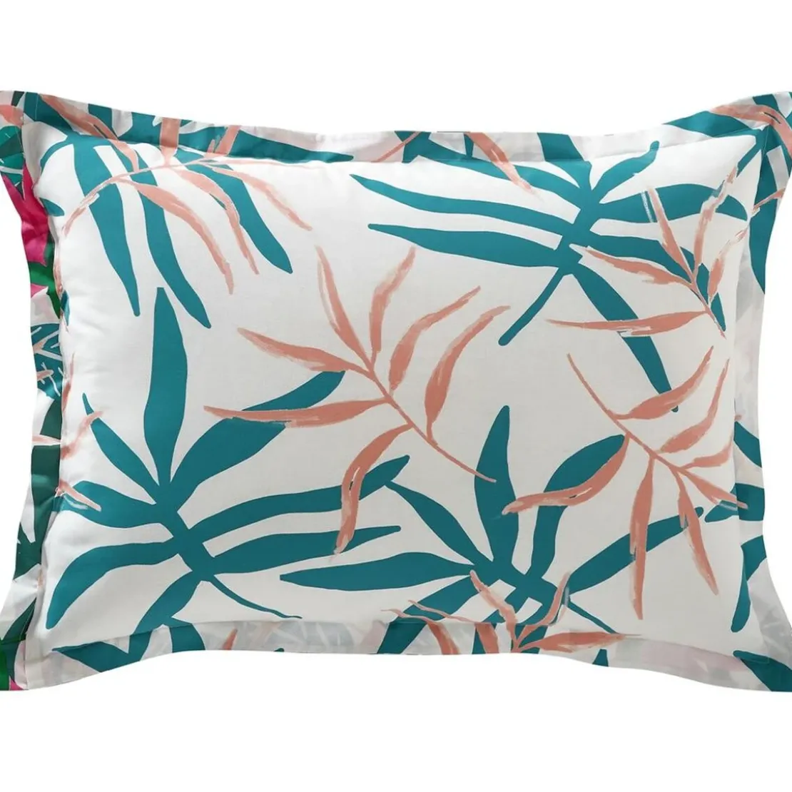 BecquetTaie d'oreiller coton écru tropical multicolore réversible - VACANCES