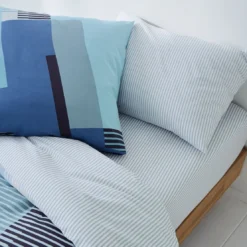 BecquetTaie d’oreiller coton bleu motif géométrique - ARTHUR