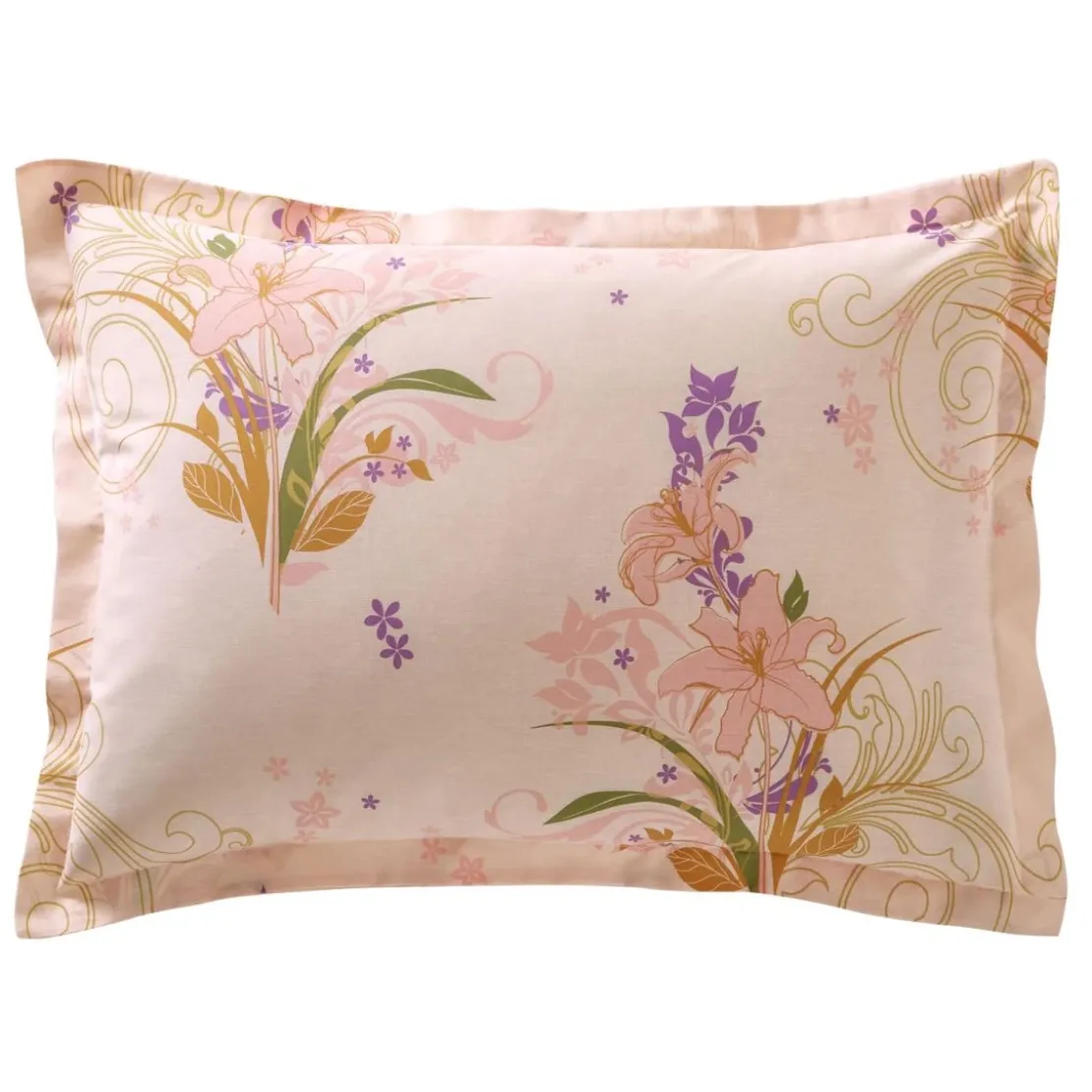 BecquetTaie d'oreiller coton jaune motif floral multicolore - Collection DR. JOELO