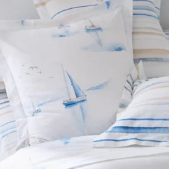 BecquetTaie d'oreiller coton MAREE HAUTE - bleu